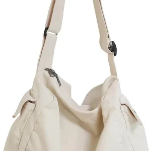 Canvas Messenger Tote Bag - White 2