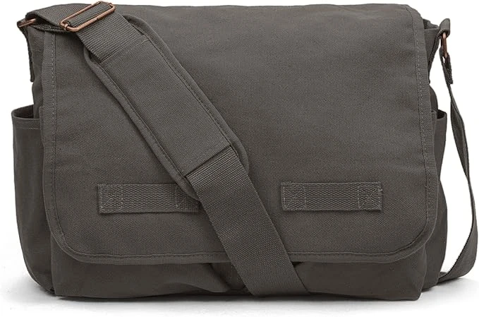Classic Vintage Messenger Bag - Charcoal