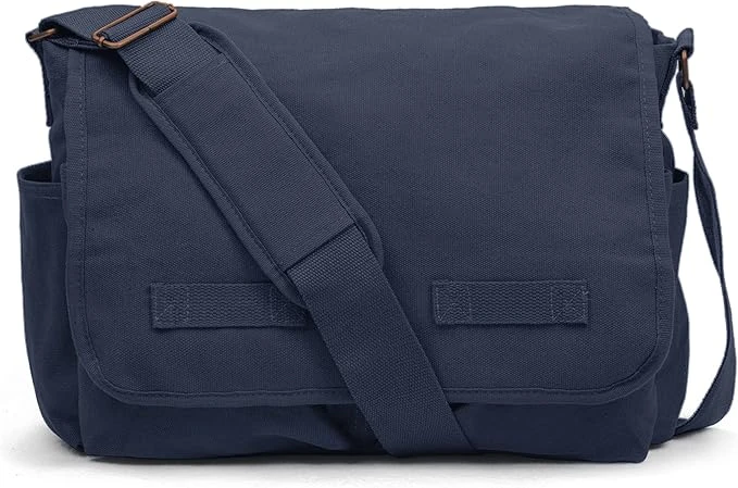 Classic Vintage Messenger Bag - Navy Blue