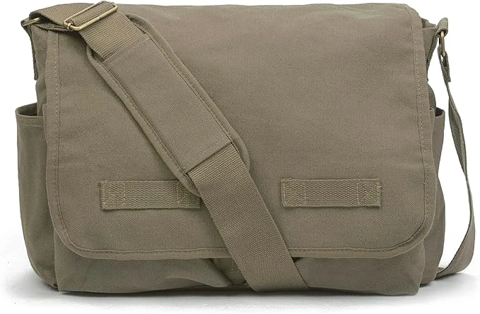Classic Vintage Messenger Bag - Light Army Green