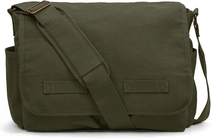 Classic Vintage Messenger Bag - Forest Green
