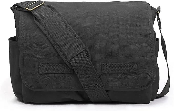 Classic Vintage Messenger Bag - Black