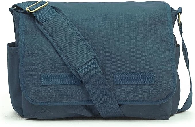 Classic Vintage Messenger Bag - Gunmetal Blue