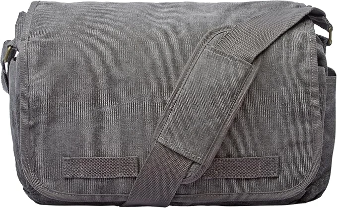 Classic Vintage Messenger Bag - Washed Grey