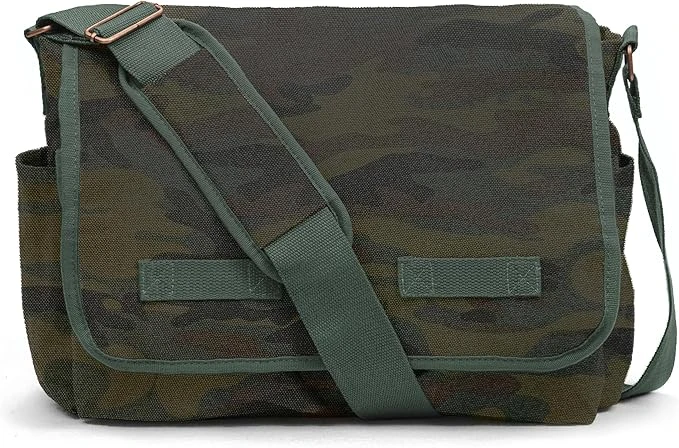 Classic Vintage Messenger Bag - Woodland Camo